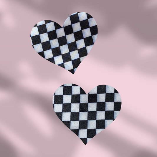 Tapa pezones en forma de corazon blanco y negro