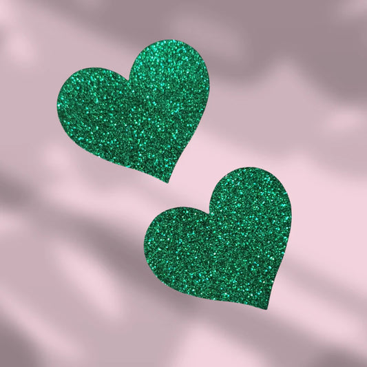 Corazón verde con brillo nippies o tapa pezones #71 #71