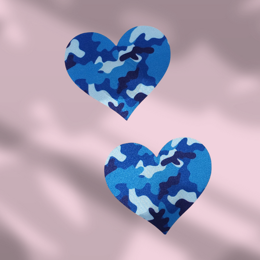 Tapa pezones Corazón camuflaje Azul