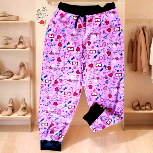 Pantalón largo pijama color violeta con estampado Violeta
