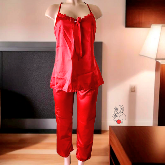 Pijama de seda roja
