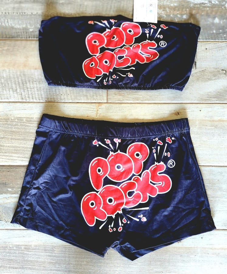 Set de pantalón y blusa estraple de material licrado  Pop Rocks